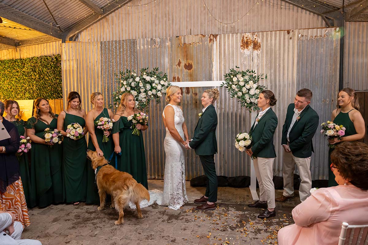 indoor wedding at bidja estate when it rains they have a fabulous backup in the barn