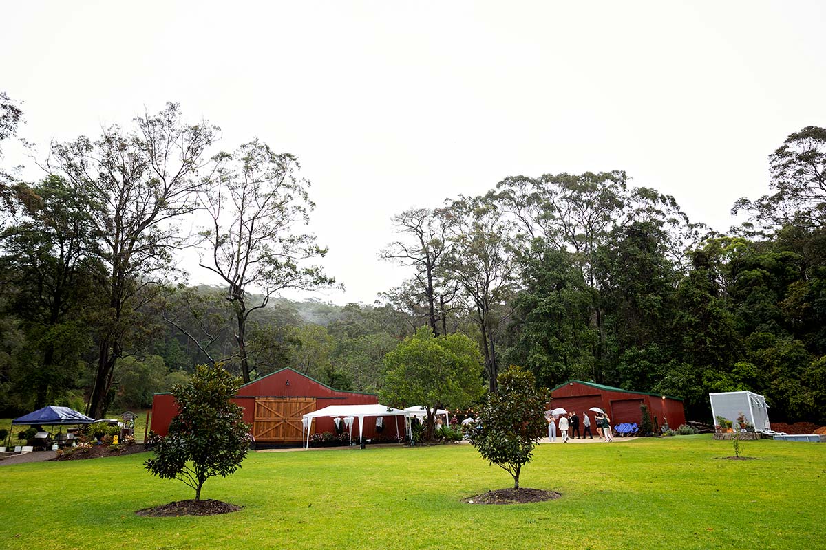 bidja estate wedding rainy wedding day