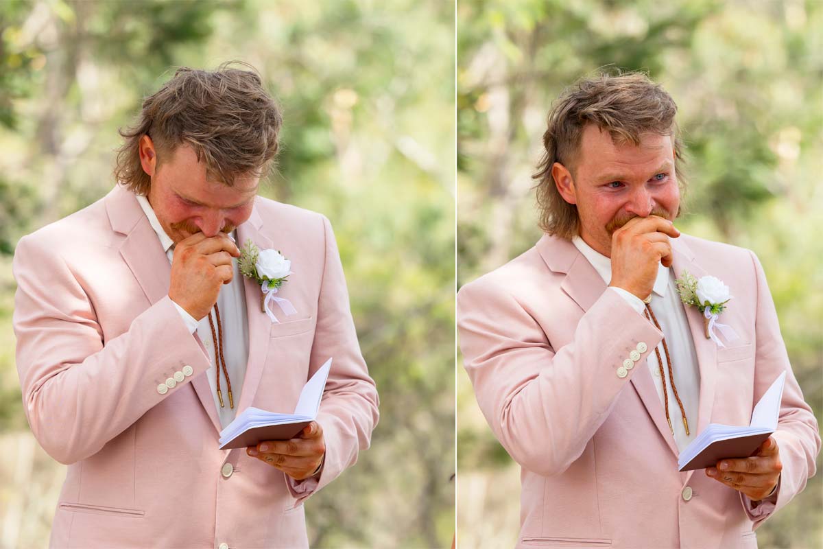 emotional groom glenworth valley wedding look out ceremony